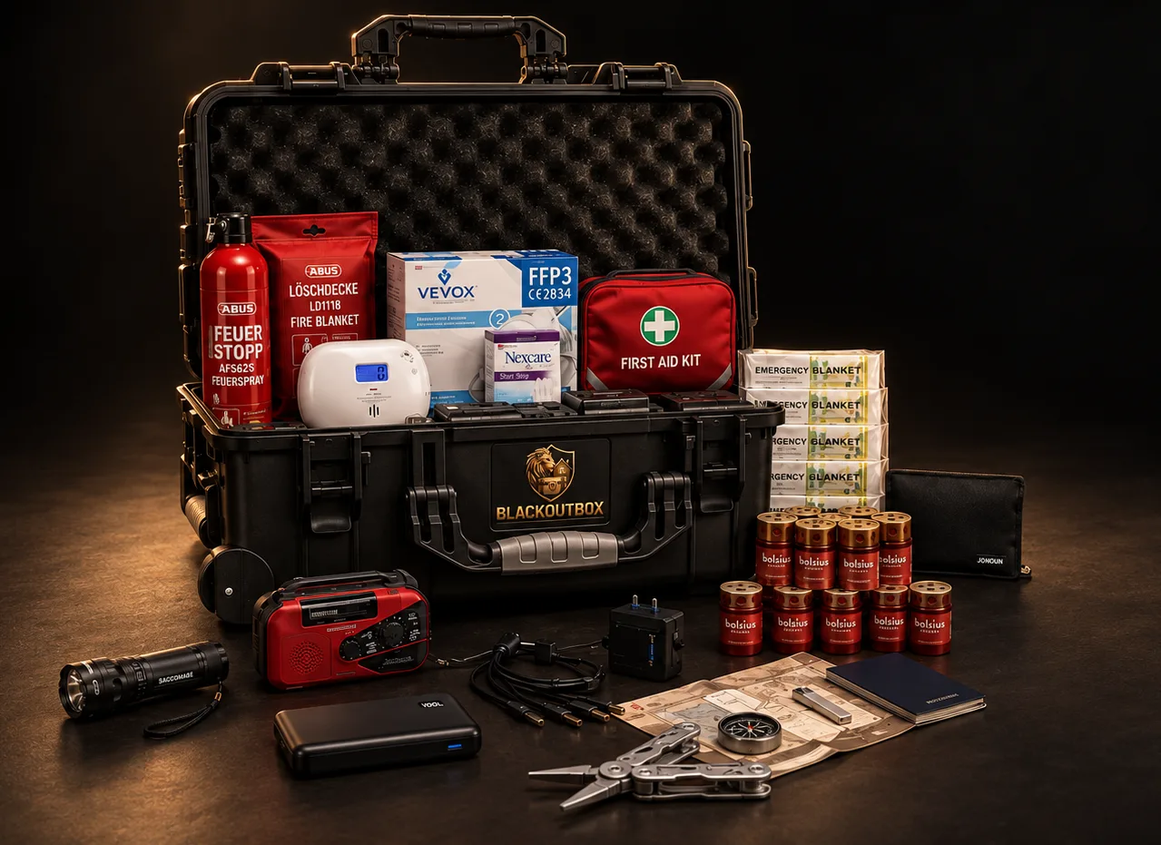 Erste-Hilfe-Set, FFP3-Masken, CO-Melder, Feuerlöschspray und Löschdecke